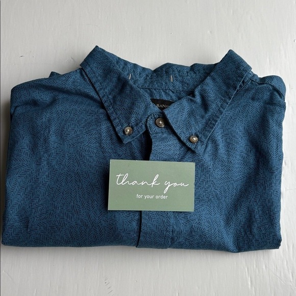 Banana Republic Mens 100% Cotton Slim Fit Blue Button Down Short Sleeve Shirt XL - Picture 12 of 12